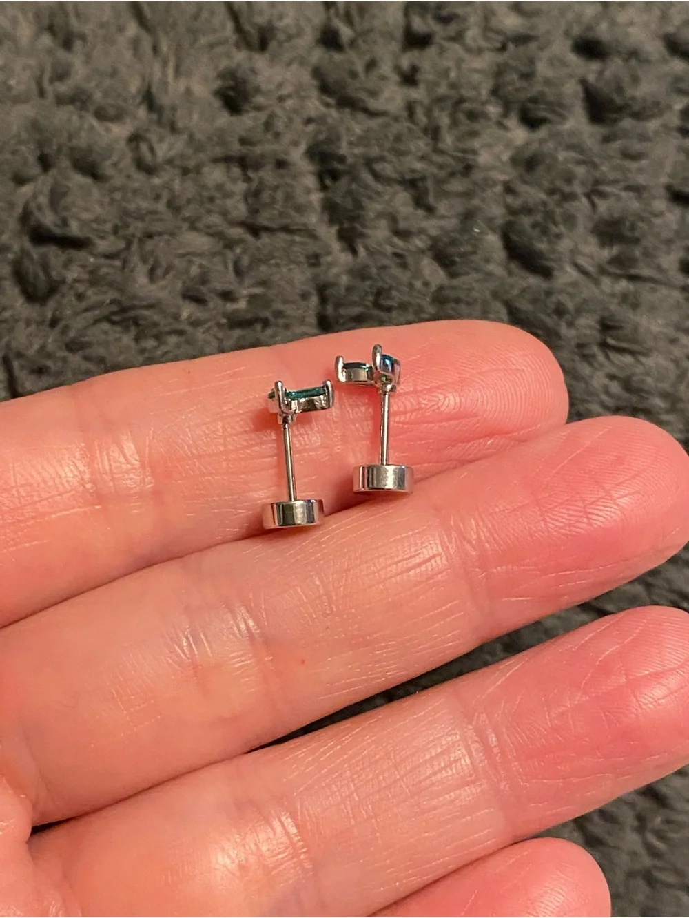 Silver Green Marquise Stud Earrings - Women's Jewelry